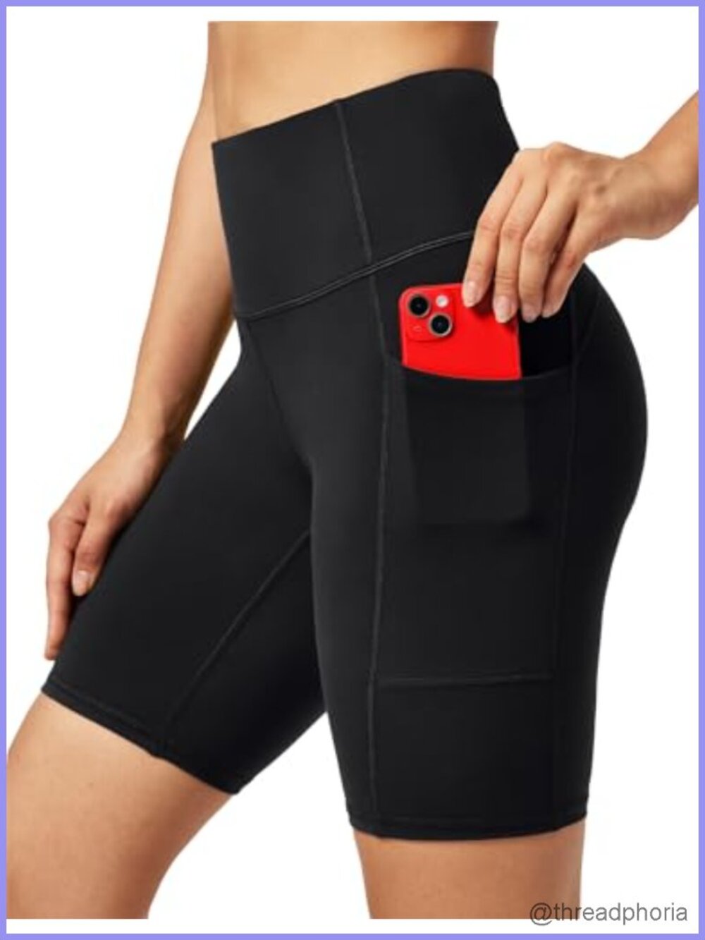 High Waisted Compression Biker Shorts with 3 Pockets Athletic Yoga Workout